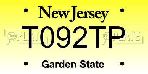 T092TP New Jersey License Plate