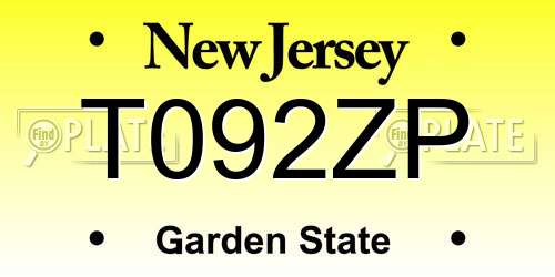 T092ZP New Jersey License Plate