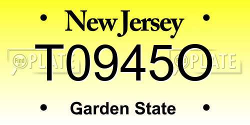 T0945O New Jersey License Plate