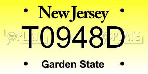 T0948D New Jersey License Plate