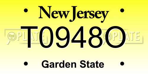 T0948O New Jersey License Plate