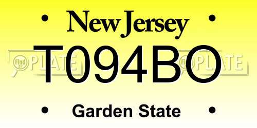 T094BO New Jersey License Plate