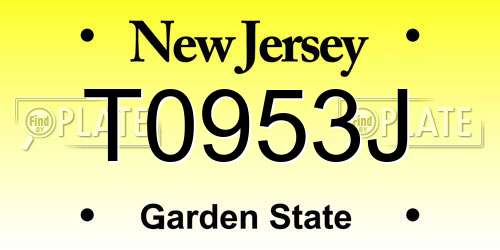 T0953J New Jersey License Plate