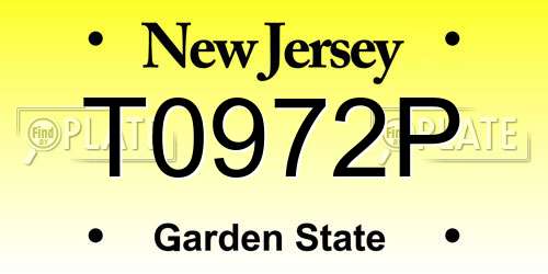T0972P New Jersey License Plate