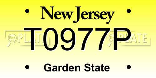 T0977P New Jersey License Plate