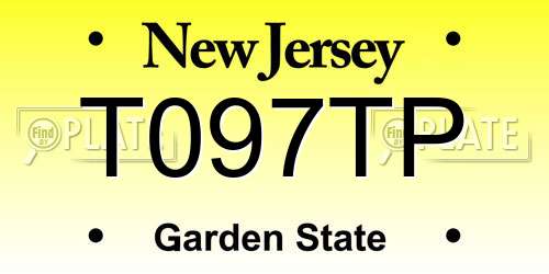 T097TP New Jersey License Plate