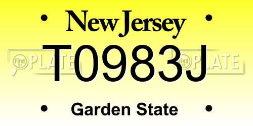 T0983J New Jersey License Plate