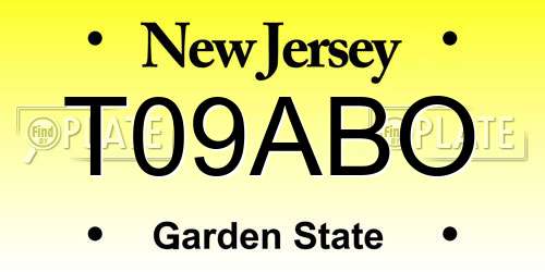 T09ABO New Jersey License Plate