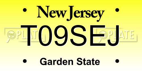 T09SEJ New Jersey License Plate