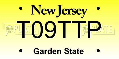 T09TTP New Jersey License Plate