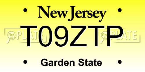 T09ZTP New Jersey License Plate