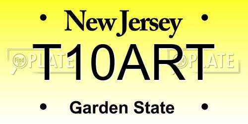 T10ART New Jersey License Plate