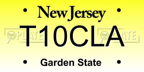T10CLA New Jersey License Plate
