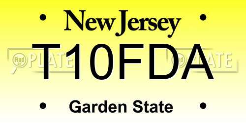 T10FDA New Jersey License Plate