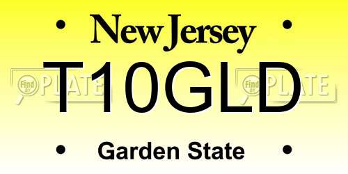 T10GLD New Jersey License Plate