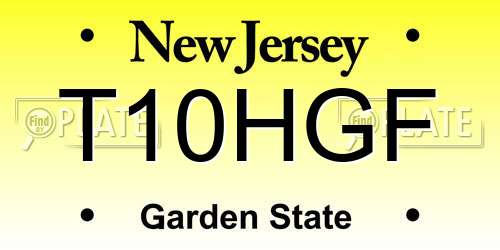 T10HGF New Jersey License Plate