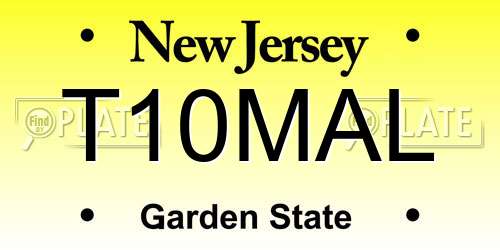 T10MAL New Jersey License Plate