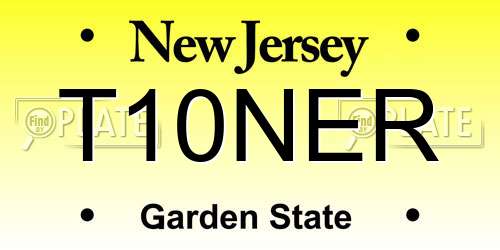 T10NER New Jersey License Plate