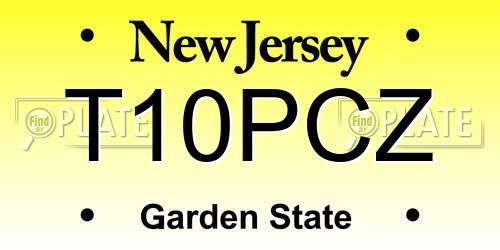 T10PCZ New Jersey License Plate