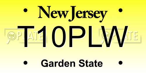 T10PLW New Jersey License Plate