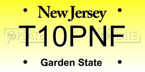 T10PNF New Jersey License Plate