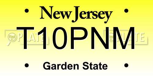 T10PNM New Jersey License Plate