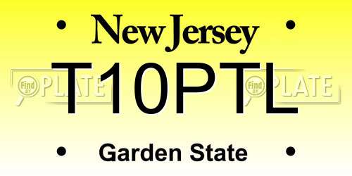 T10PTL New Jersey License Plate