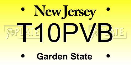 T10PVB New Jersey License Plate