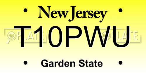 T10PWU New Jersey License Plate