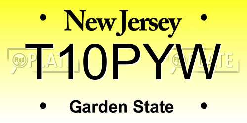 T10PYW New Jersey License Plate