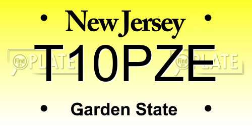 T10PZE New Jersey License Plate