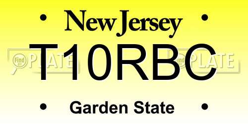T10RBC New Jersey License Plate