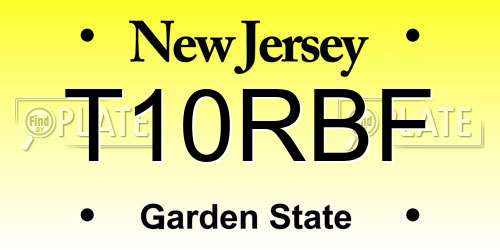 T10RBF New Jersey License Plate