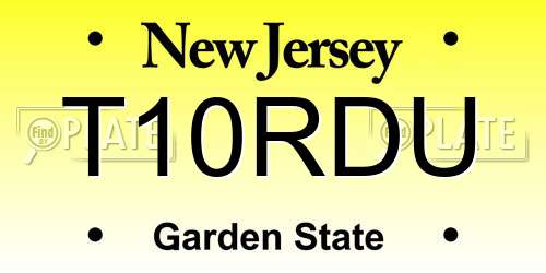 T10RDU New Jersey License Plate