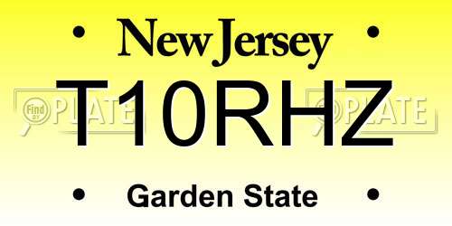 T10RHZ New Jersey License Plate
