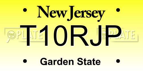 T10RJP New Jersey License Plate