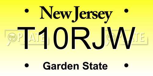 T10RJW New Jersey License Plate