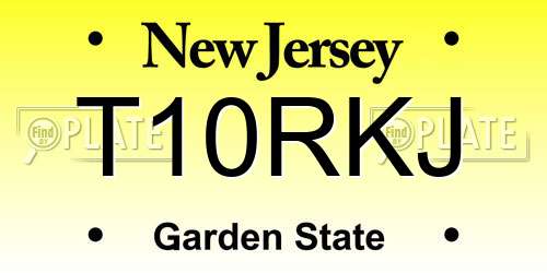 T10RKJ New Jersey License Plate