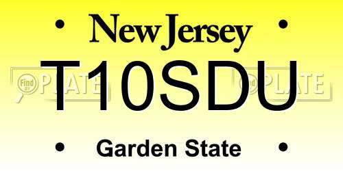 T10SDU New Jersey License Plate