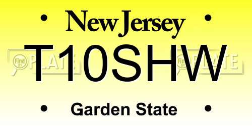 T10SHW New Jersey License Plate