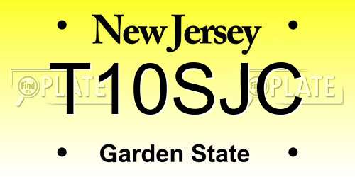 T10SJC New Jersey License Plate