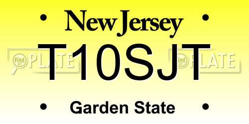T10SJT New Jersey License Plate