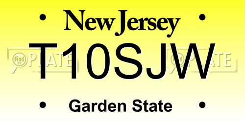 T10SJW New Jersey License Plate