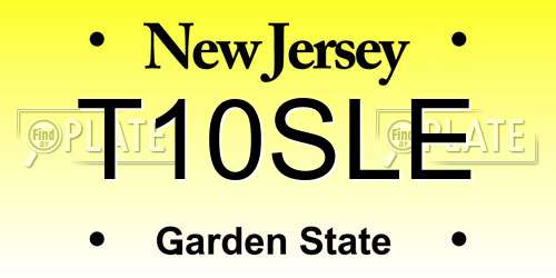 T10SLE New Jersey License Plate