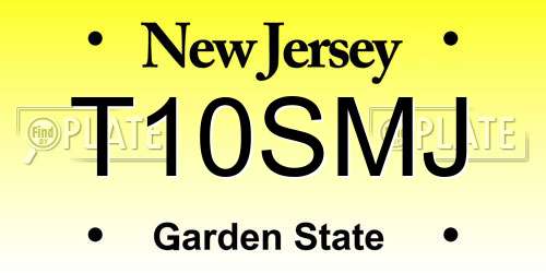 T10SMJ New Jersey License Plate