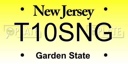 T10SNG New Jersey License Plate