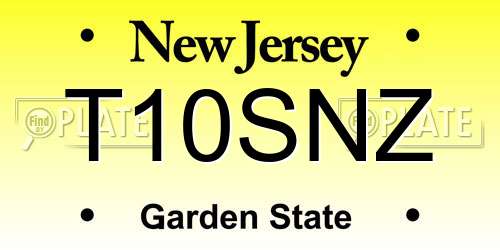 T10SNZ New Jersey License Plate