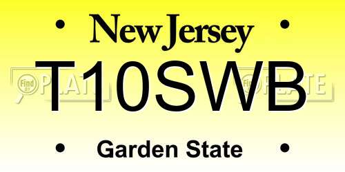 T10SWB New Jersey License Plate