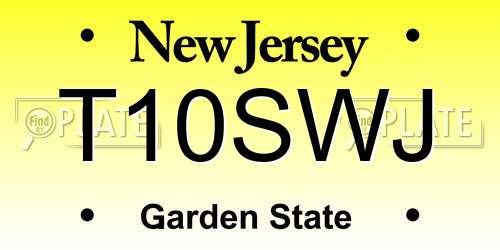 T10SWJ New Jersey License Plate