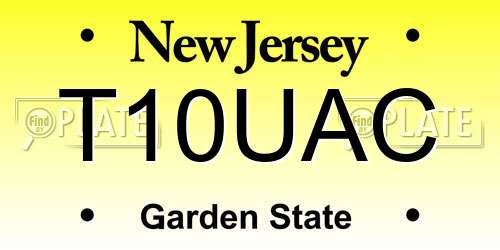 T10UAC New Jersey License Plate